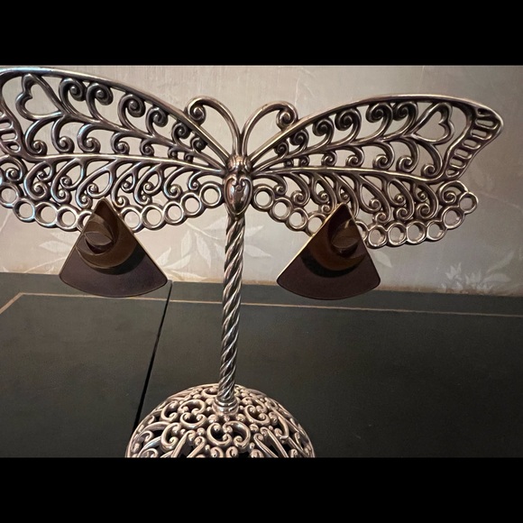 Vintage Samuel Huang Rose Blush & Gold Tone Triangular Pierced Earrings - Picture 3 of 4